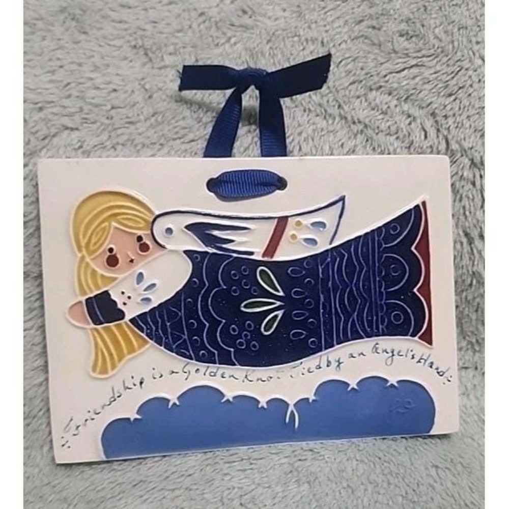 Vintage 1985 J Duban Designs Angel Wall Hanging Tile Plaque Friendship Decor